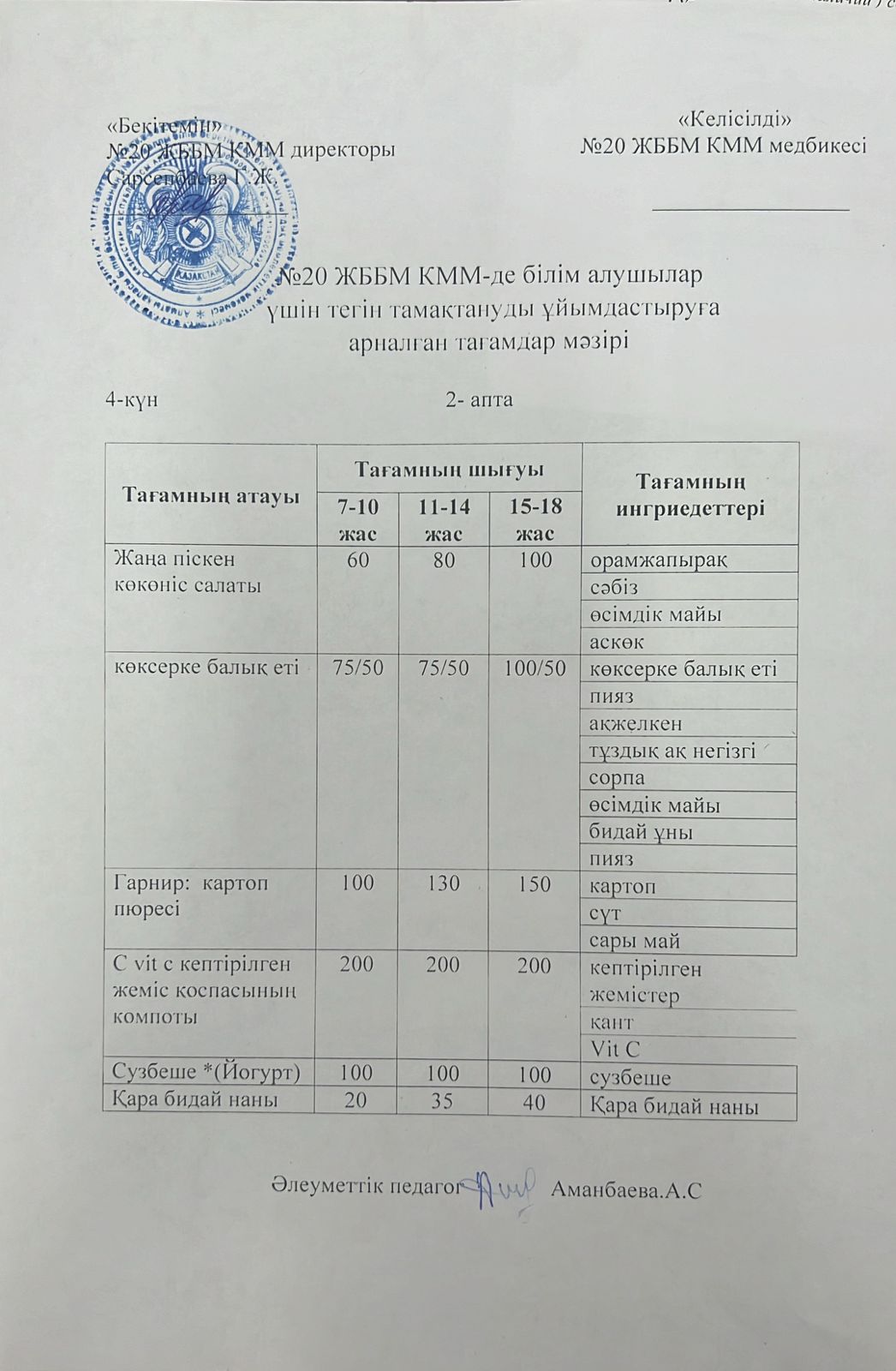 ас мәзірі/меню