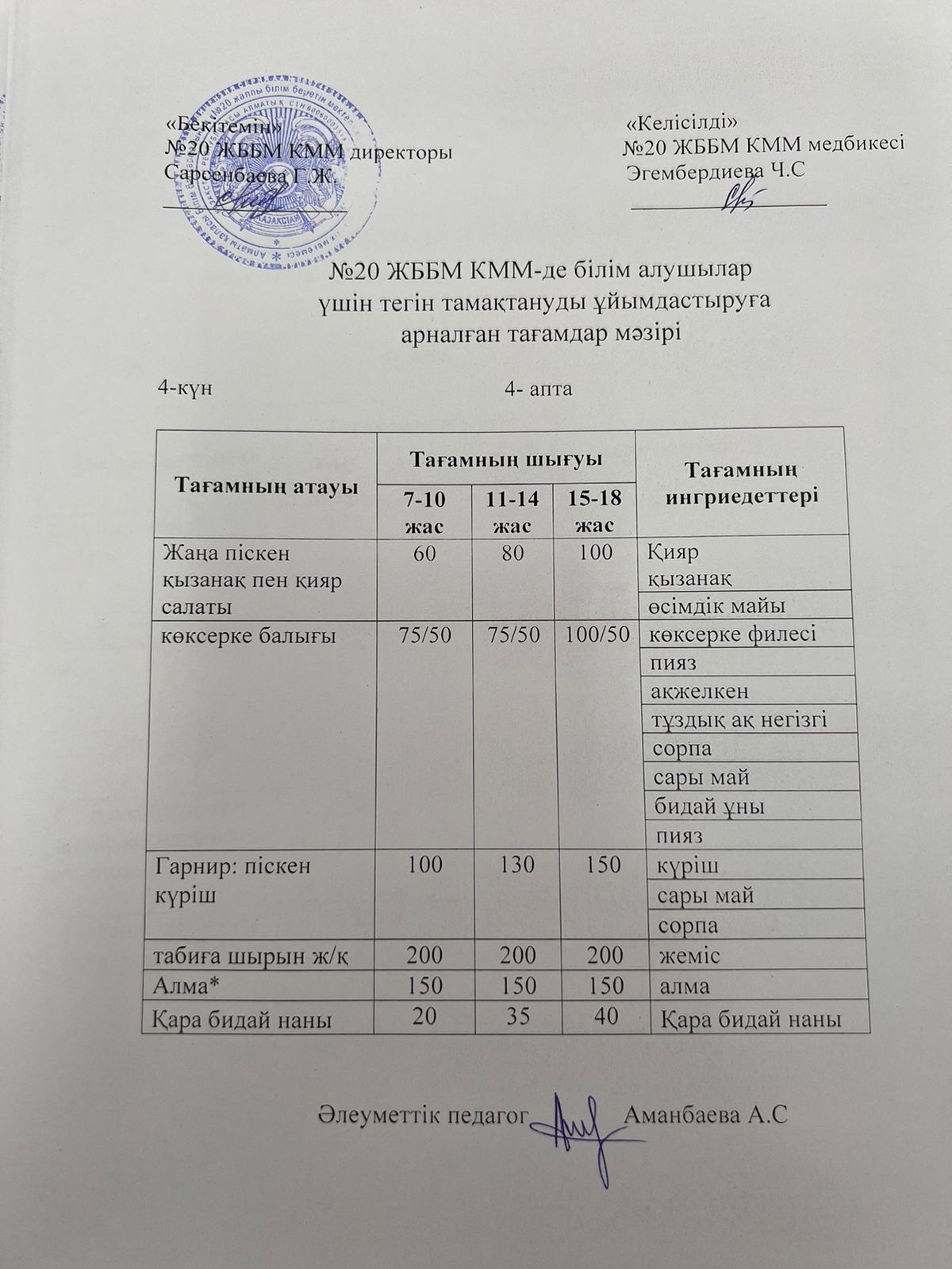 ас мәзірі/меню