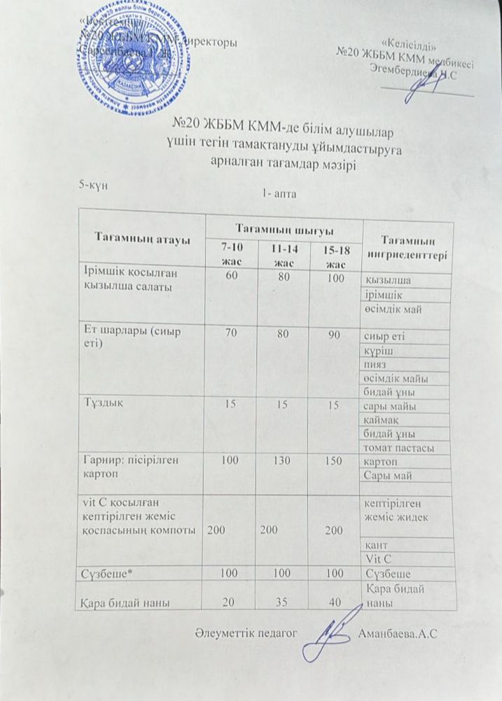 ас мәзірі/меню