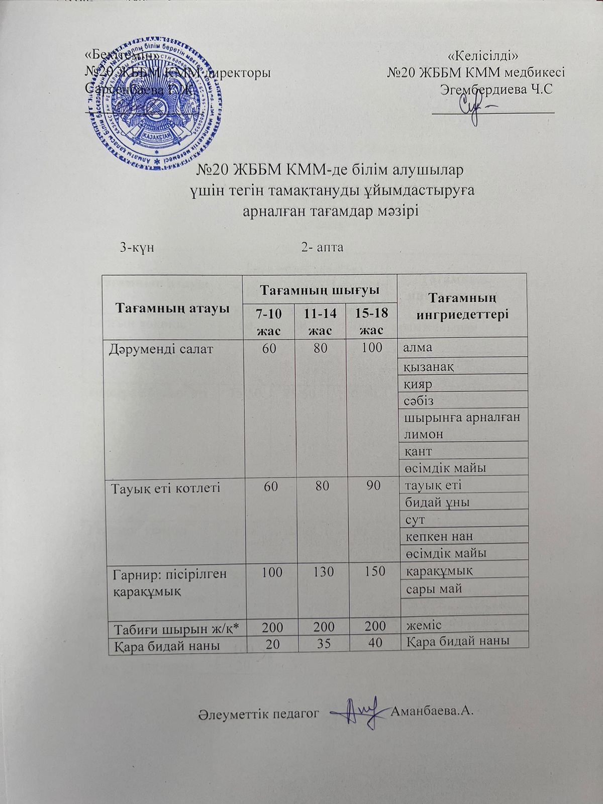 ас мәзірі/меню