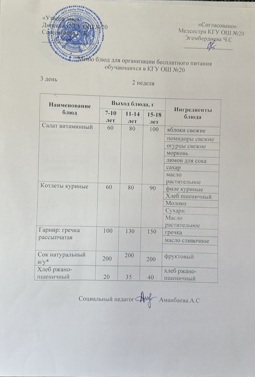 ас мәзірі/меню