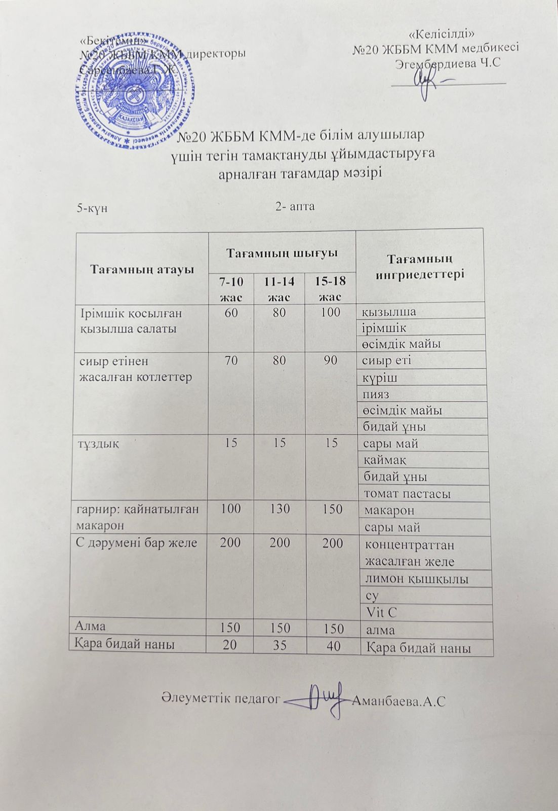 ас мәзірі/меню