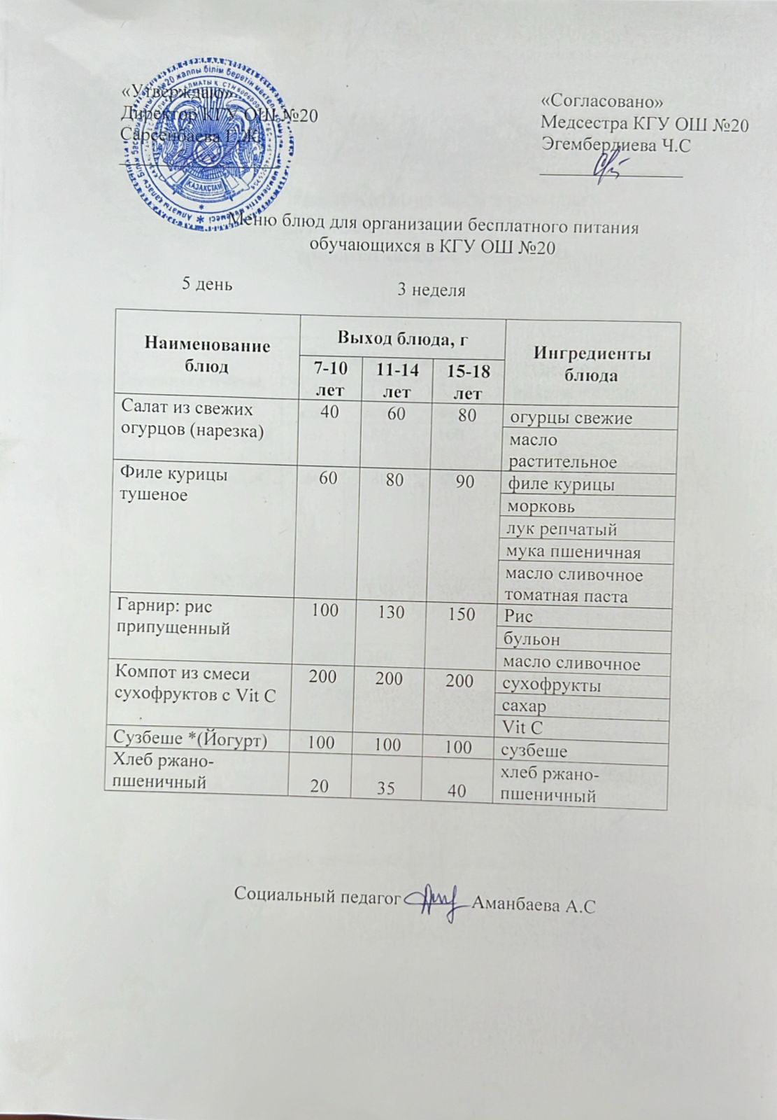 ас мәзірі/меню