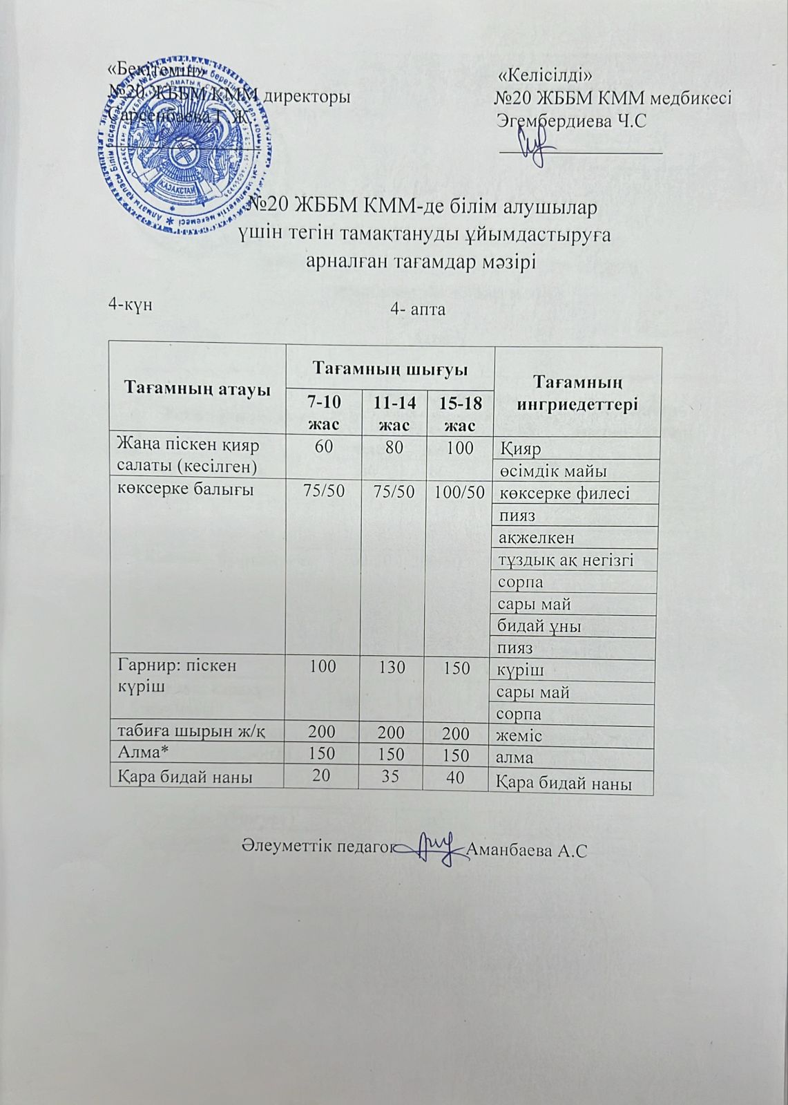 ас мәзірі/меню