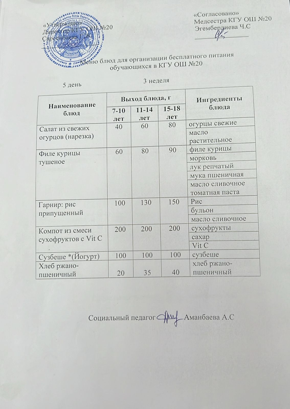 ас мәзірі/меню