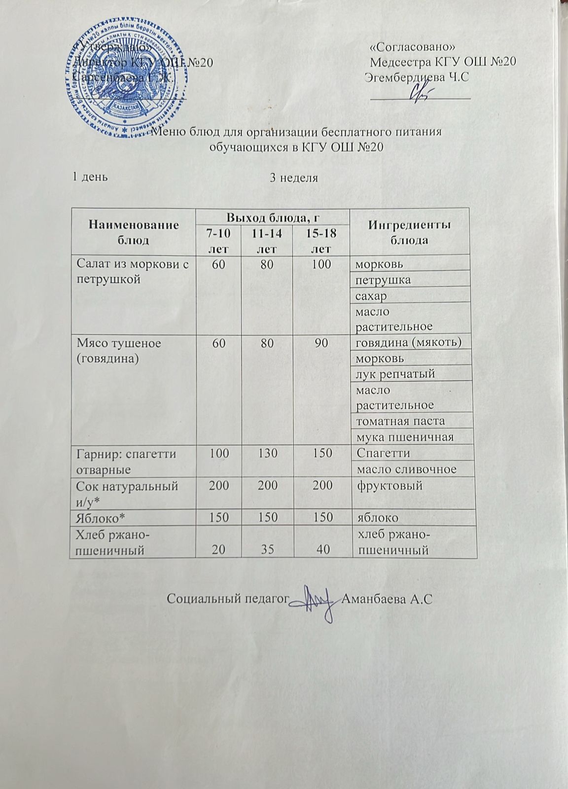 ас мәзірі/меню