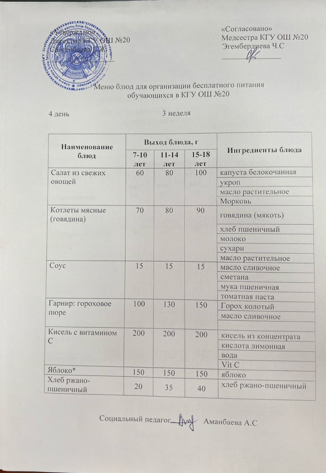 ас мәзірі/меню