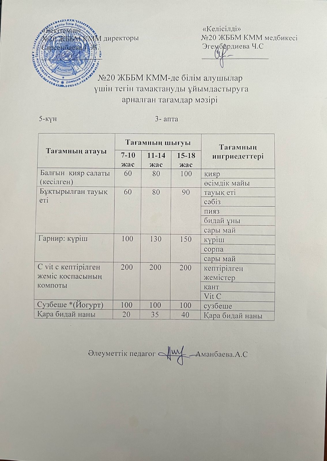 ас мәзірі/меню