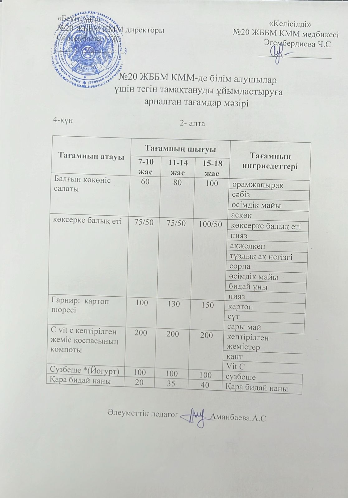 ас мәзірі/меню