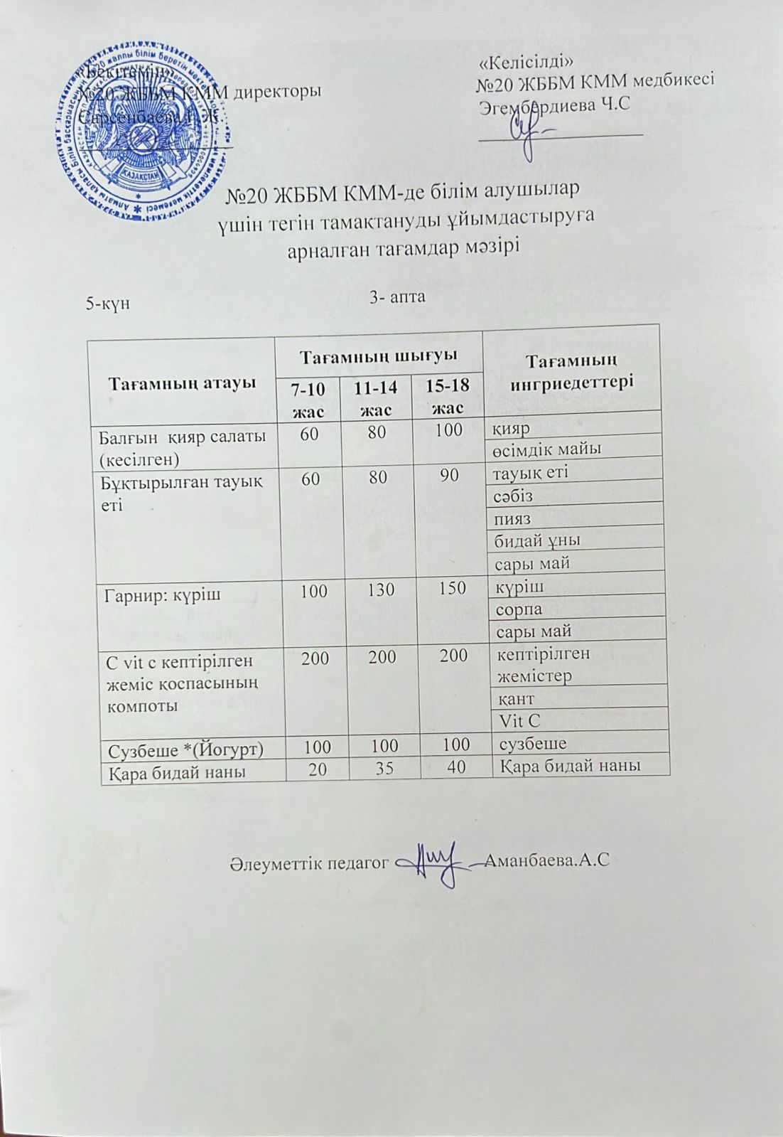 ас мәзірі/меню