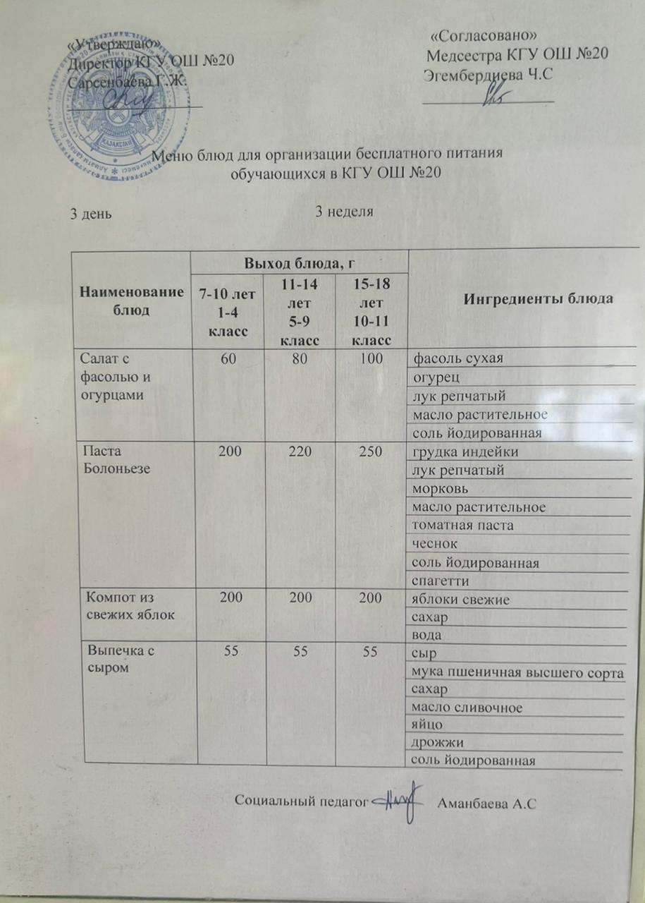 ас мәзірі/меню
