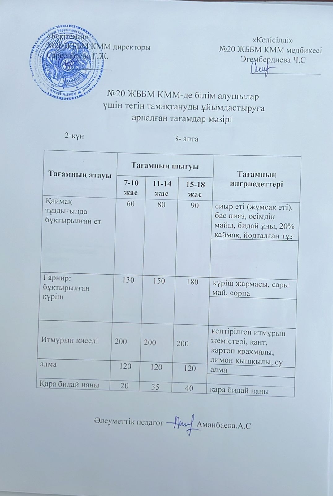 ас мәзірі/меню