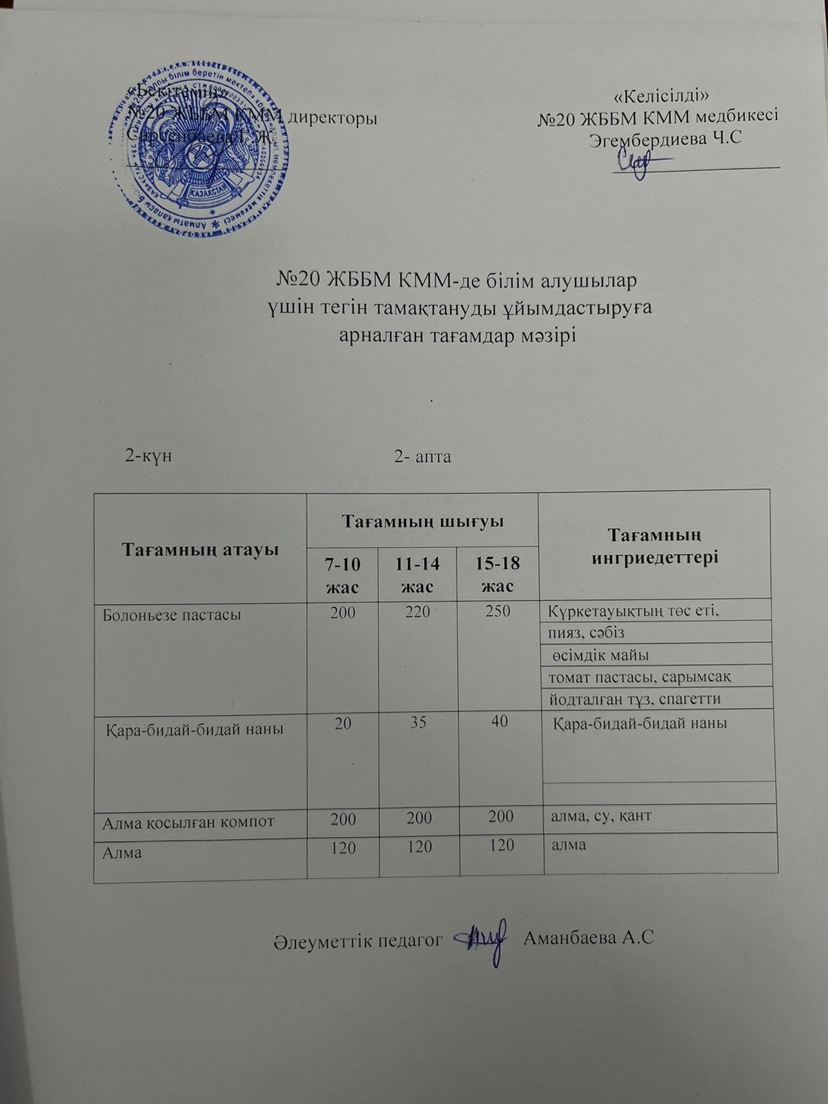 Ас мізірі \ меню